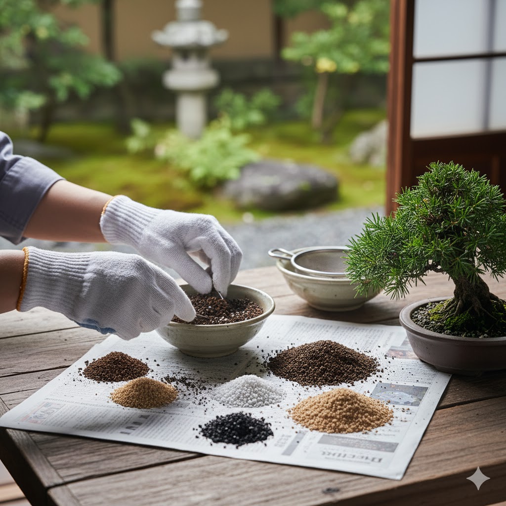 ミニ盆栽の植え替えに適した土の配合例