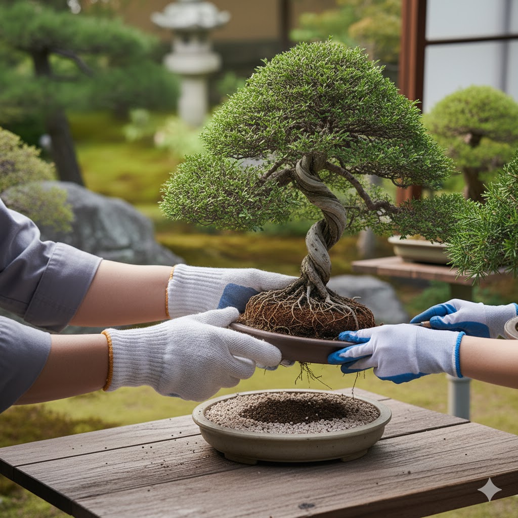 盆栽の植え替えを同じ鉢で行う実践と応用