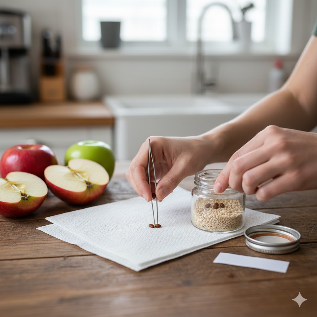 種の取り出し方と冷蔵庫での下準備