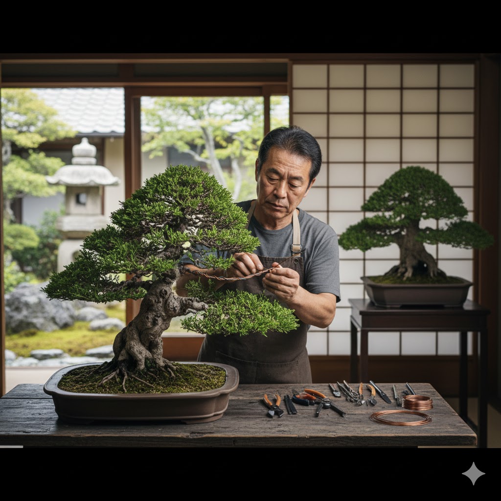 芽摘みで樹形を整える