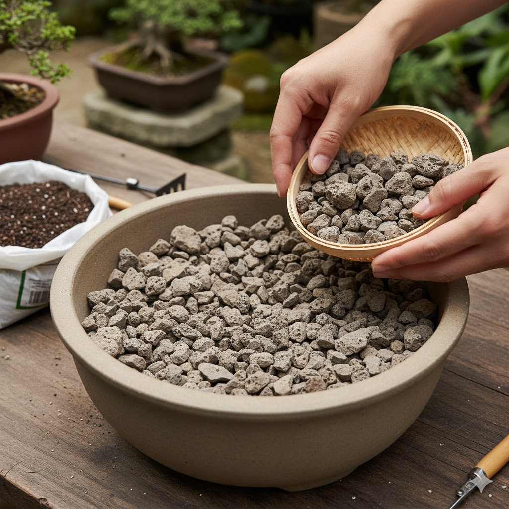 盆栽鉢の底石代わりにもなる軽石鉢の活用法