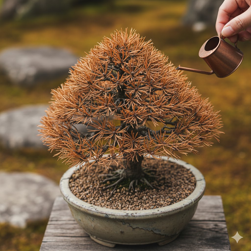 ミニ盆栽の松で葉が茶色になる理由