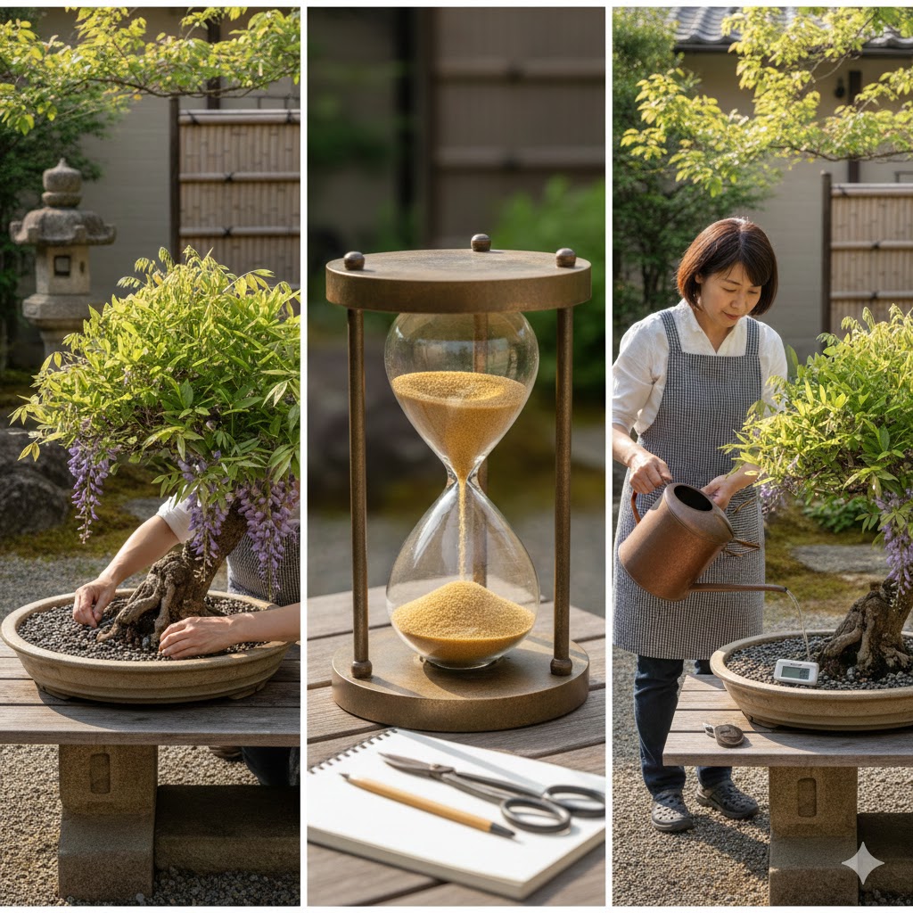 盆栽　夏の腰水は時間管理で根を守る