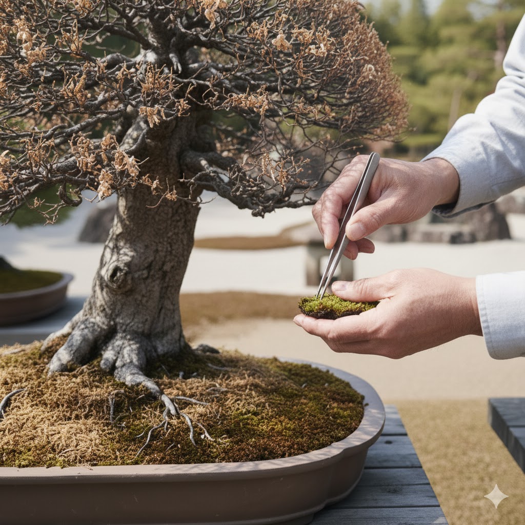 茶色い苔の養生と再生