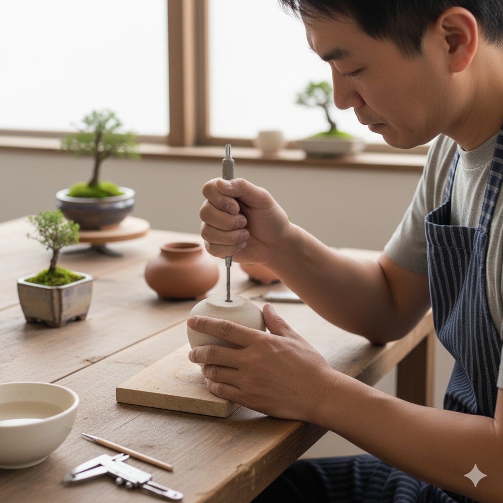 鉢の穴あけ技術:必須の工程