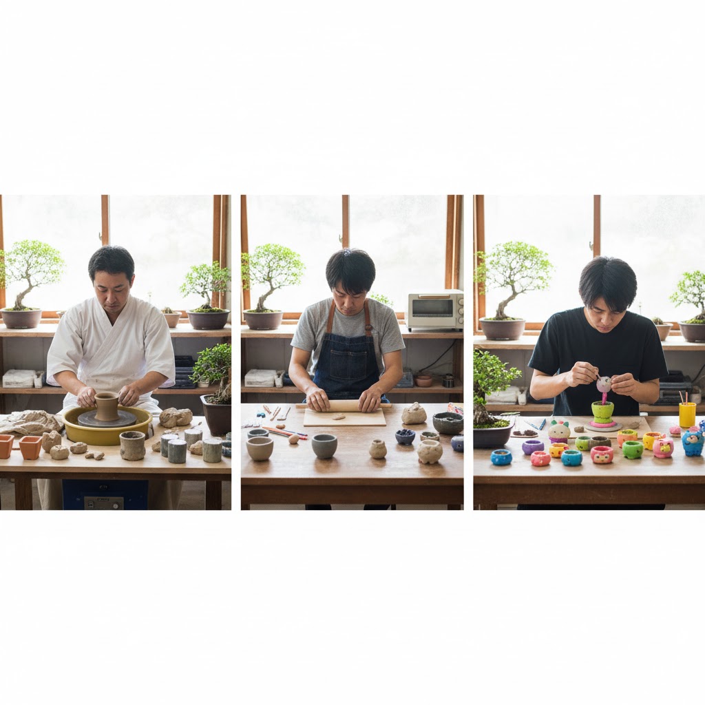 実践ミニ盆栽鉢の作り方:コース別