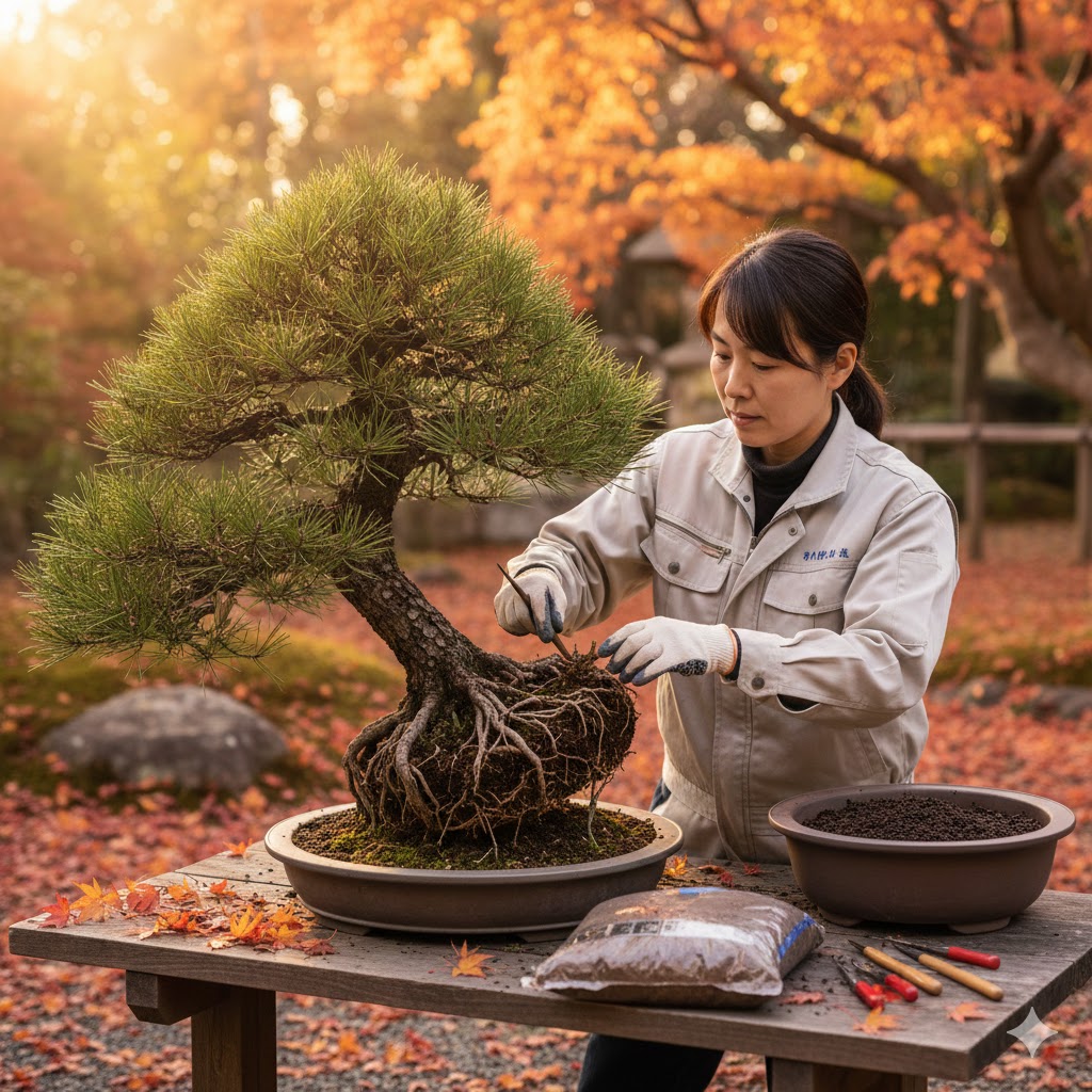 黒松盆栽の植え替え時期は秋が正解？失敗しない手順