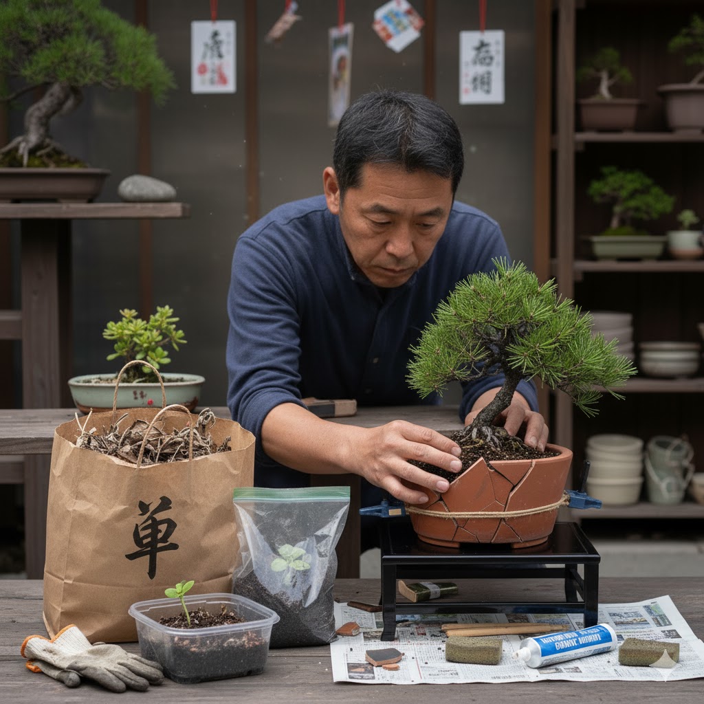 盆栽鉢が割れた時の原因と修復