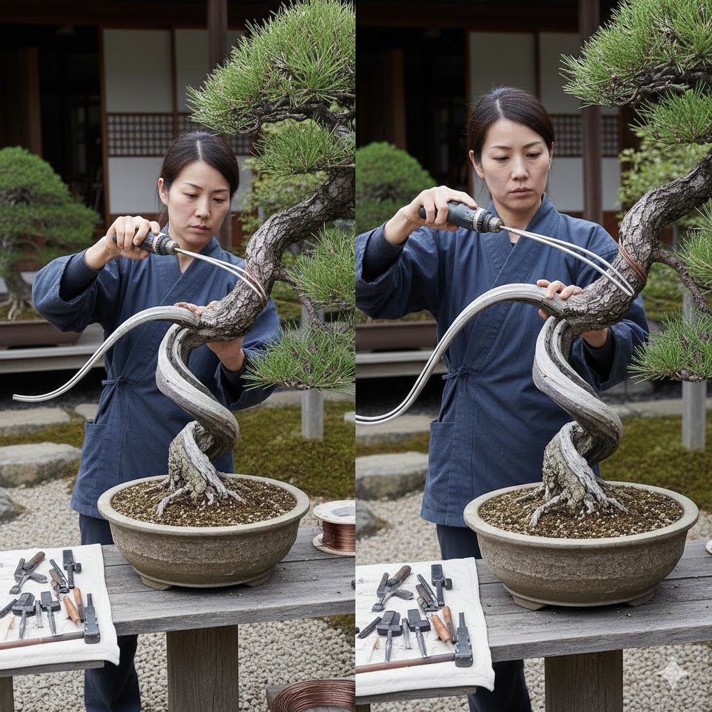 ドリルで穴を空ける鑿孔枝曲げ