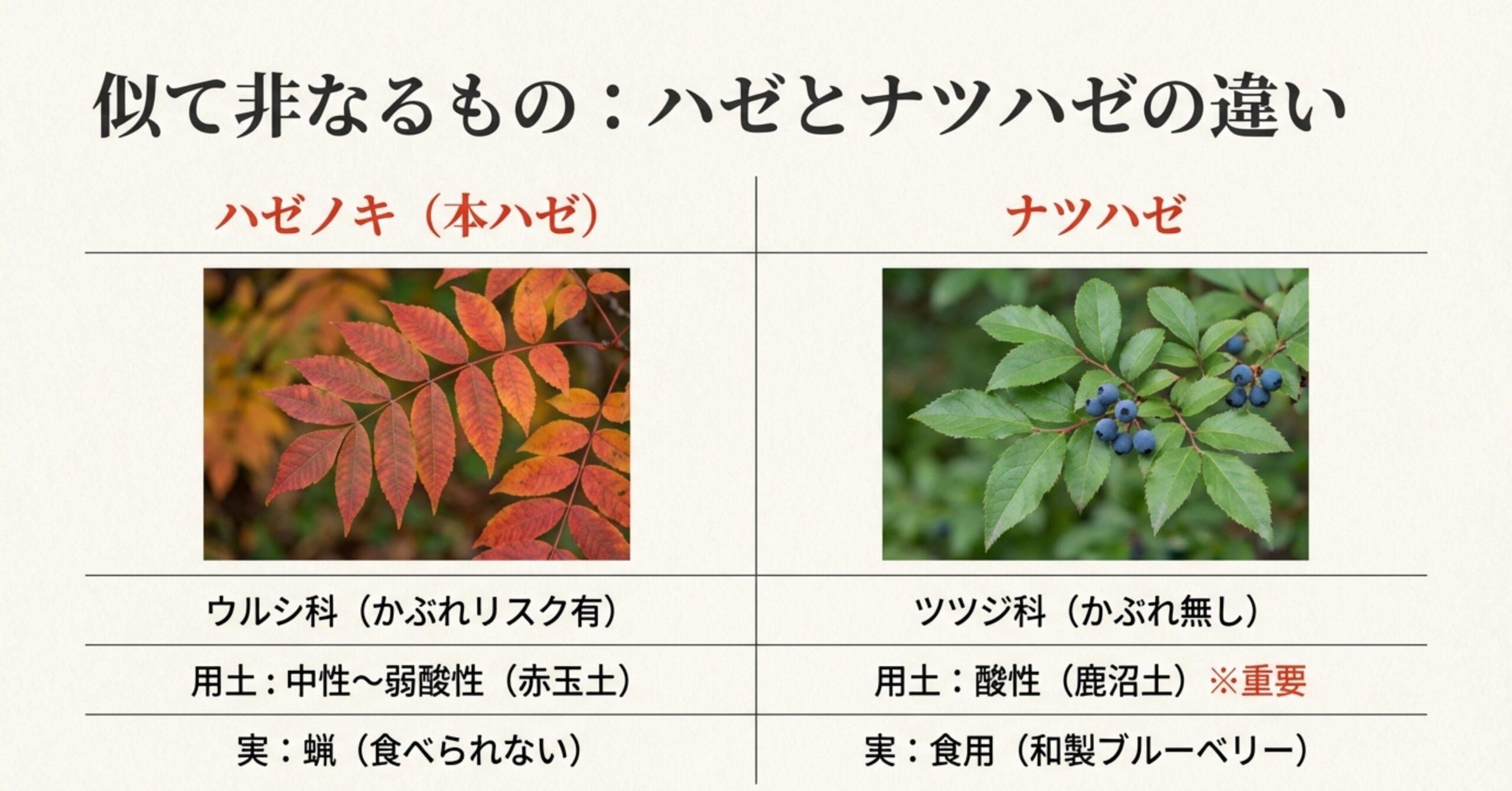 ハゼ盆栽の1月から12月までの年間管理カレンダー。植え替え、施肥、遮光、剪定のタイミングを一覧化した表