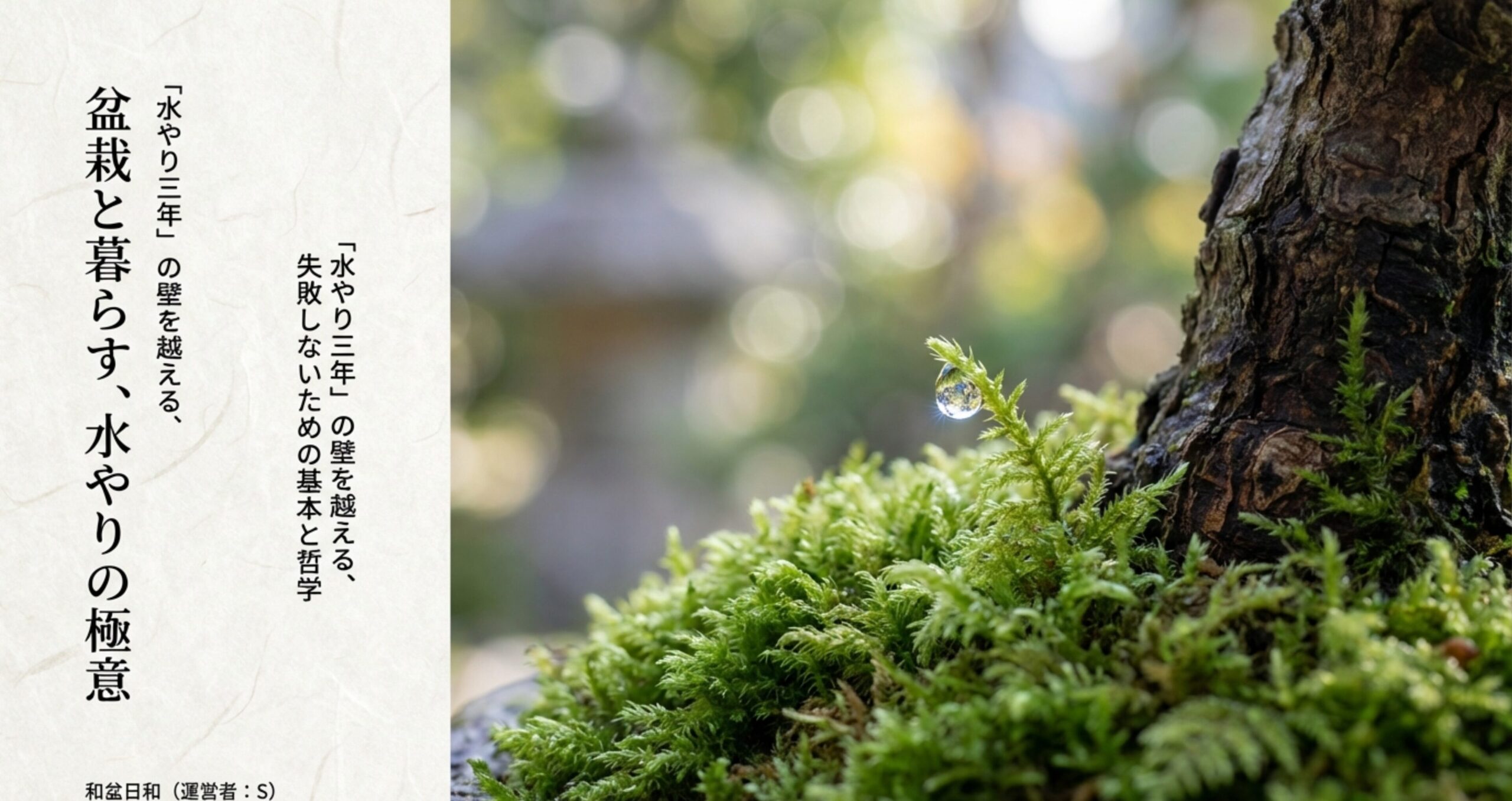 「水やり三年」の壁を越える、失敗しないための基本と哲学というタイトルのスライド表紙