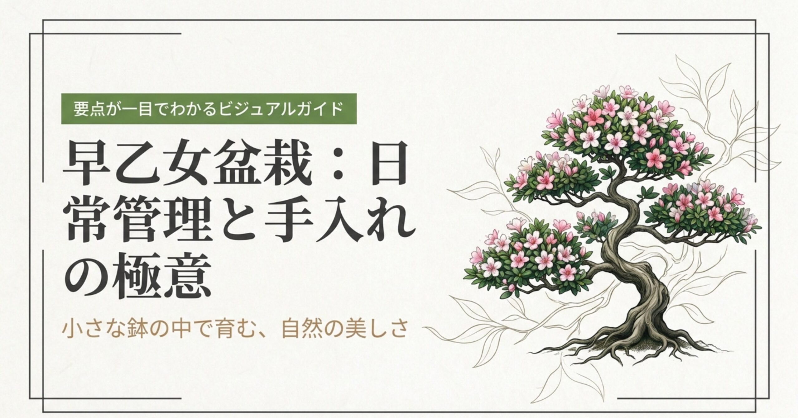 早乙女盆栽の育て方と日常管理、手入れの基本をまとめたビジュアルガイドの表紙画像