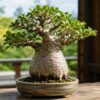 太い幹と緑の枝葉を楽しめる鉢植えのバオバブ盆栽