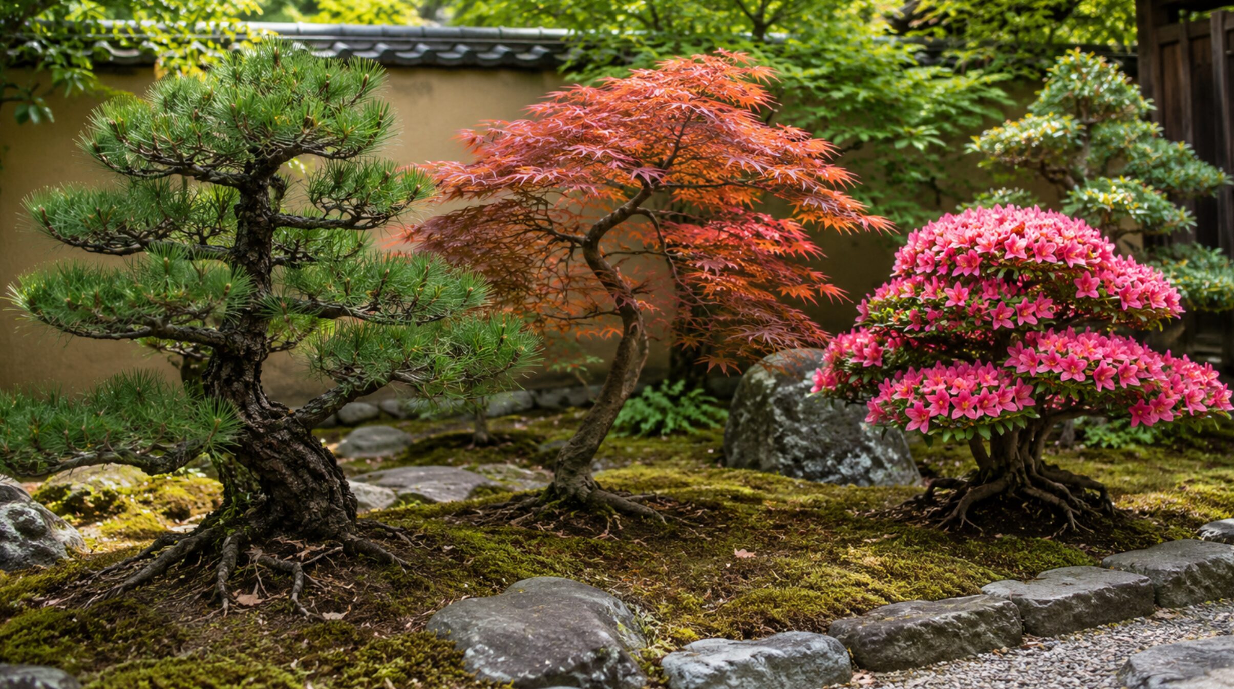 地植えに適した黒松やモミジやサツキの盆栽素材